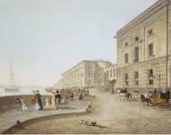 Beggrov Karl Petrovich View of the Neva Embankment by the Hermitage Theatre - Hermitage